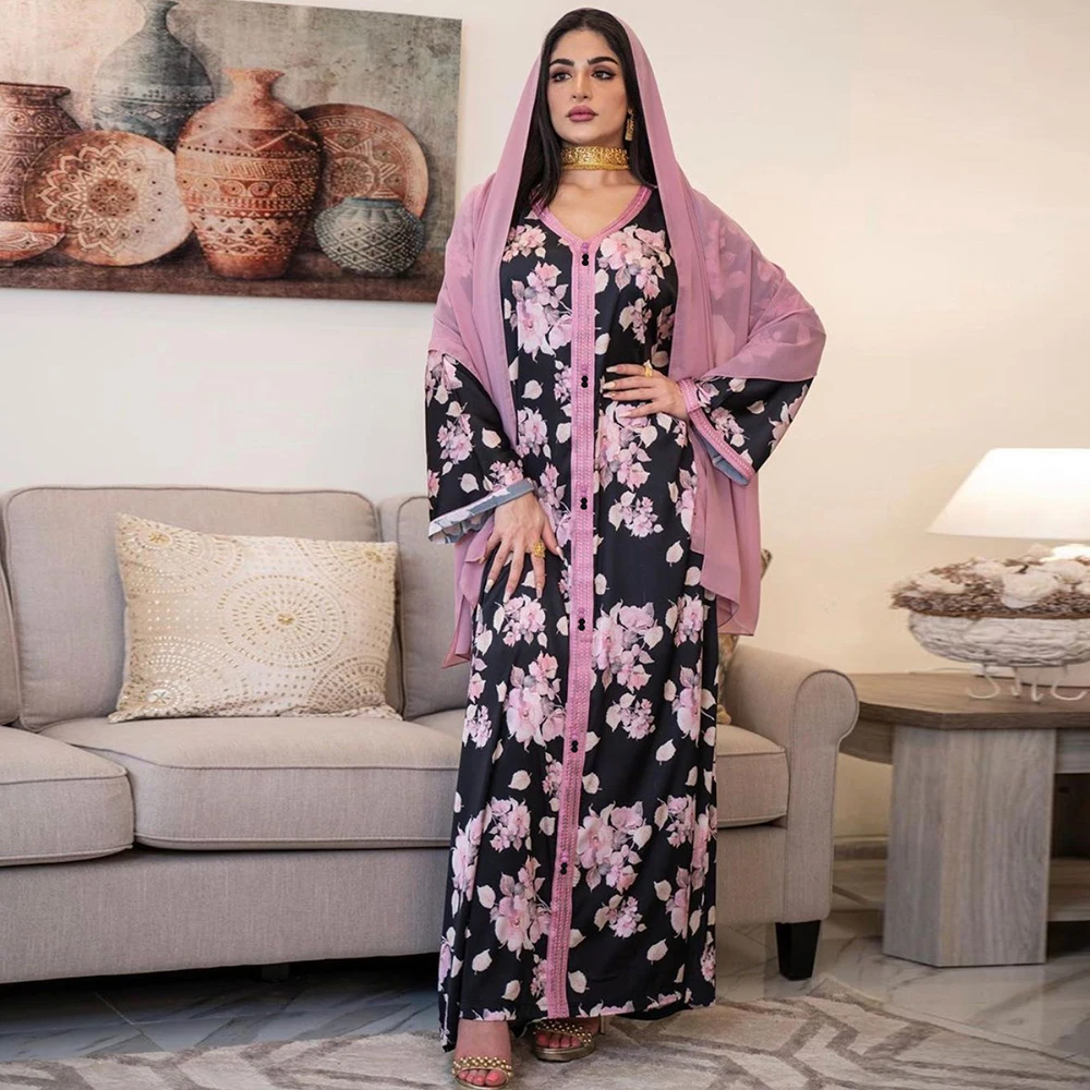 FridayIn Autumn New Women's Casual Clothes Middle East Arab V-neck Muslim Robe Southeast Asia Pink Fashion Print Long Dresses
FridayIn Autumn New Women's Casual Clothes Middle East Arab V-neck Muslim Robe Southeast Asia Pink Fashion Print Long Dresses