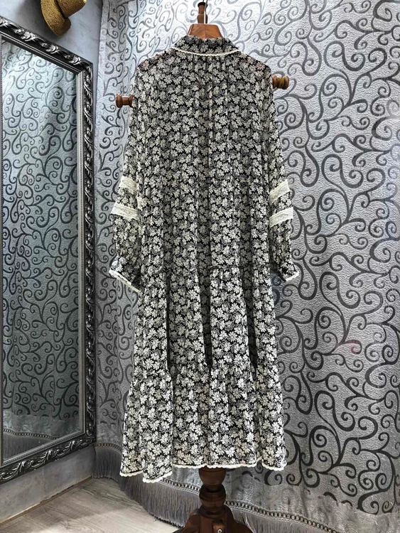2020 autumn and winter new women's fashion lapel small floral decoration long sleeve dress 1225
2020 autumn and winter new women's fashion lapel small floral decoration long sleeve dress 1225