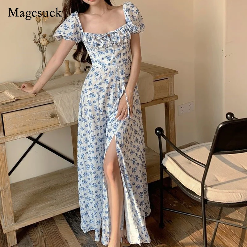 2021 Korean Summer Chiffon Women Dress Party Split Sexy Maxi Print Floral Dress Vintage High Waist Slim Dress Elegant Robe 14578
2021 Korean Summer Chiffon Women Dress Party Split Sexy Maxi Print Floral Dress Vintage High Waist Slim Dress Elegant Robe 14578