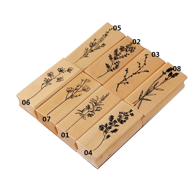 

1Pack flowers plants Pattern Wooden Rubber Stamps Seal Diy Wood Stamp Card Making Stationery Scrapbooking Crafts Gift 65*25MM