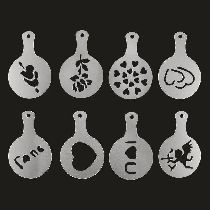 8pcs Plastic Coffee Mold 8 Patterns Fancy Printing Model Cake Stencils Cappuccino Latte Sprinkle Pad Icing Sugar Strainer Tools
8pcs Plastic Coffee Mold 8 Patterns Fancy Printing Model Cake Stencils Cappuccino Latte Sprinkle Pad Icing Sugar Strainer Tools
