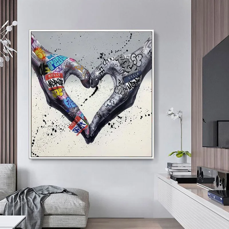 

Canvas Painting Victory Gesture Graffiti Art Inspirational Posters And Prints On The Wall Art Picture For Living Room Decor Gift