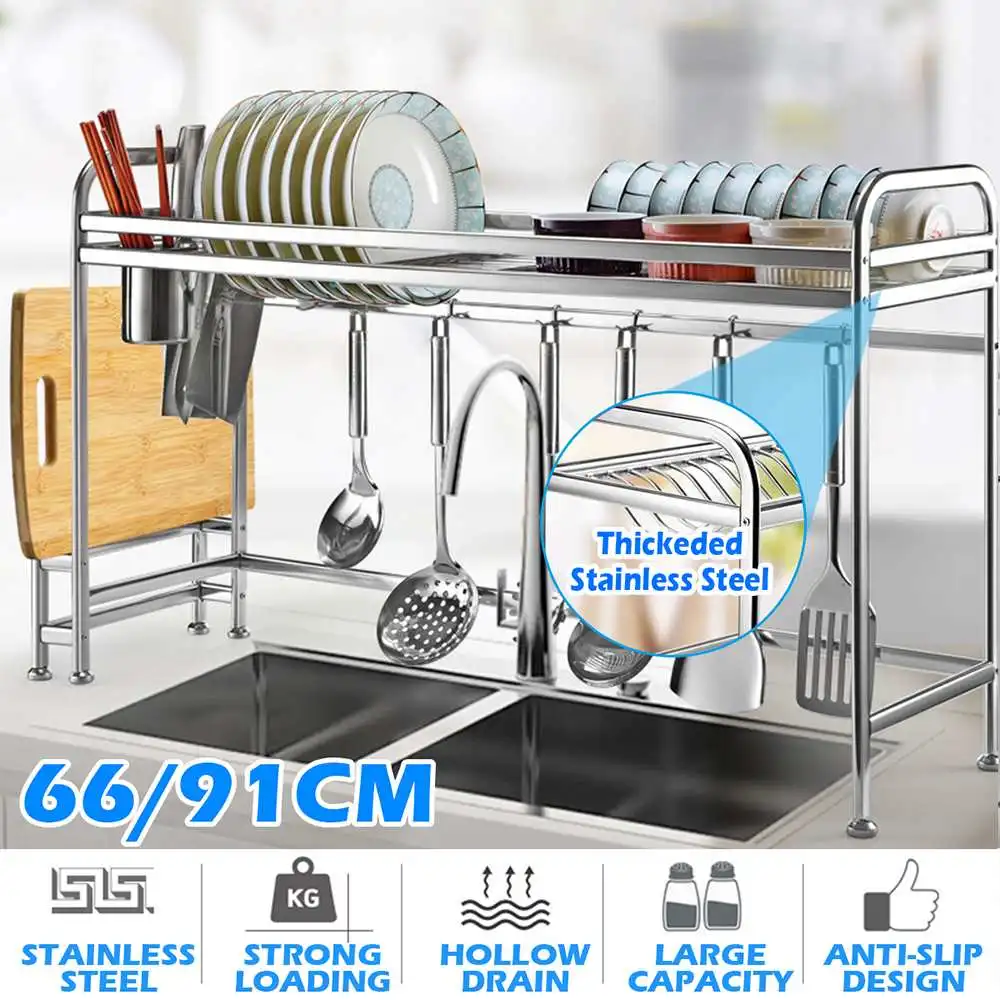 Stainless Steel Dishes Rack 66/91CM Stready Sink Drain Rack Kitchen Oragnizer Rack Dish Shelf Sink Drying Rack Durable Kitchen
Stainless Steel Dishes Rack 66/91CM Stready Sink Drain Rack Kitchen Oragnizer Rack Dish Shelf Sink Drying Rack Durable Kitchen
