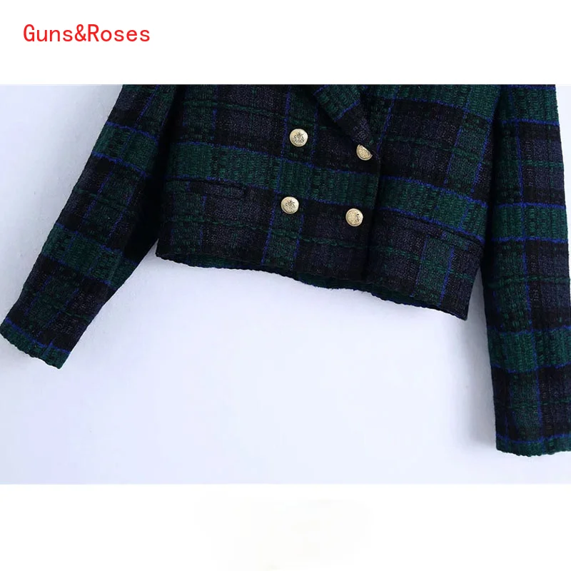 Women Fashion Double Breasted Tweed Cropped Blazer Coat Vintage Long Sleeve Female Outerwear Chic Vest Femme
Women Fashion Double Breasted Tweed Cropped Blazer Coat Vintage Long Sleeve Female Outerwear Chic Vest Femme