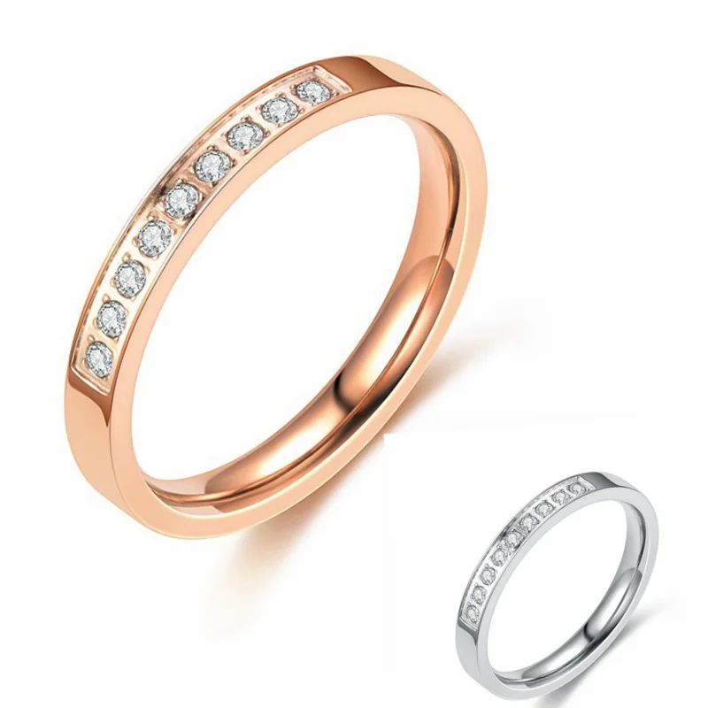 3mm Simple Stainless Steel Rings Rose Gold Silver Color Cubic Zirconia Rings Engagement Wedding Rings For Women Girls
3mm Simple Stainless Steel Rings Rose Gold Silver Color Cubic Zirconia Rings Engagement Wedding Rings For Women Girls