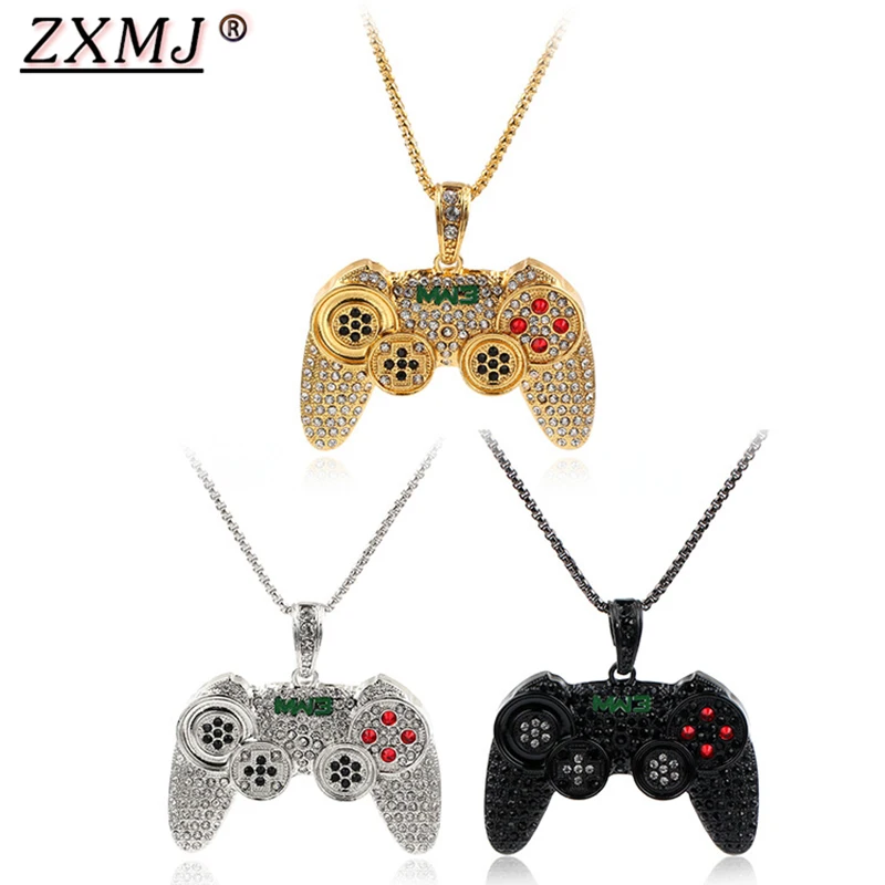 ZXMJ Game Machine Handle Necklace Pendant Hip Hop Full Crystal Rhinestone Long Chain Necklaces Controller for Men Jewelry Gifts
ZXMJ Game Machine Handle Necklace Pendant Hip Hop Full Crystal Rhinestone Long Chain Necklaces Controller for Men Jewelry Gifts