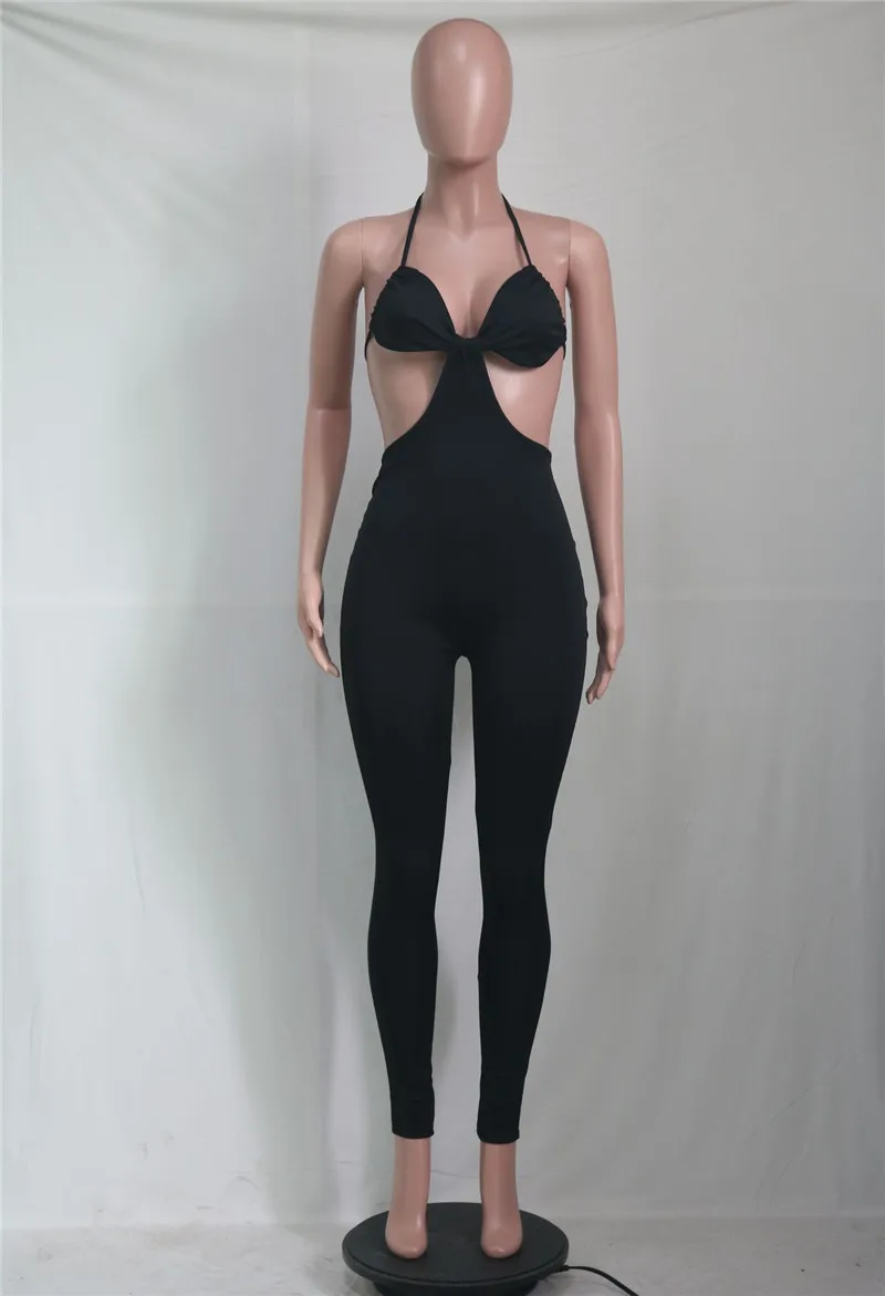ANJAMANOR Solid Color Cut Out Backless Bodycon Jumpsuit Black Sexy Club Wear Summer Outfits for Women 2021 Rompers D63-CB30 
ANJAMANOR Solid Color Cut Out Backless Bodycon Jumpsuit Black Sexy Club Wear Summer Outfits for Women 2021 Rompers D63-CB30
