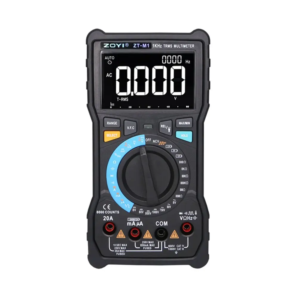 ZT-M1 True-RMS 20A Digital Multimeter 8000 Counts AC/DC Voltage Current Ohm Temperature Auto/Manual Square Wave Capacitance
ZT-M1 True-RMS 20A Digital Multimeter 8000 Counts AC/DC Voltage Current Ohm Temperature Auto/Manual Square Wave Capacitance