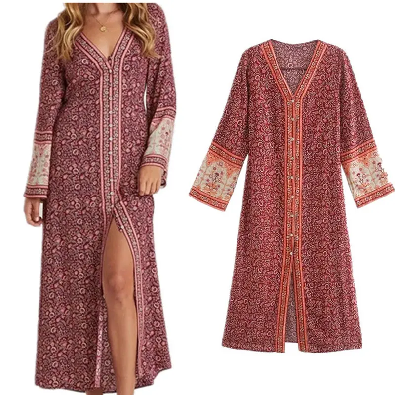 Bohemian Maxi Dresses For Women Summer 2020 Sexy Fashion Sun Protection Vacation Rayon Printed Cardigan Long-Sleeved Dress
Bohemian Maxi Dresses For Women Summer 2020 Sexy Fashion Sun Protection Vacation Rayon Printed Cardigan Long-Sleeved Dress