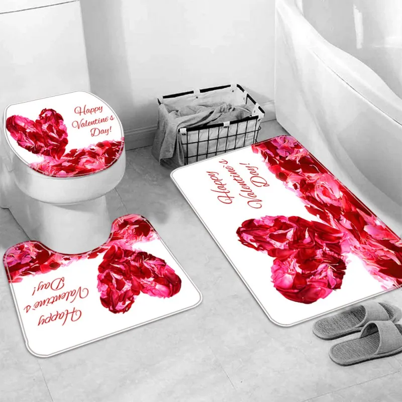 4 Piece Set 3D Digital Printing Valentine's Day Love Home Happy Shower Bathroom Products Shower Curtain Floor Mat Toilet Mat
4 Piece Set 3D Digital Printing Valentine's Day Love Home Happy Shower Bathroom Products Shower Curtain Floor Mat Toilet Mat