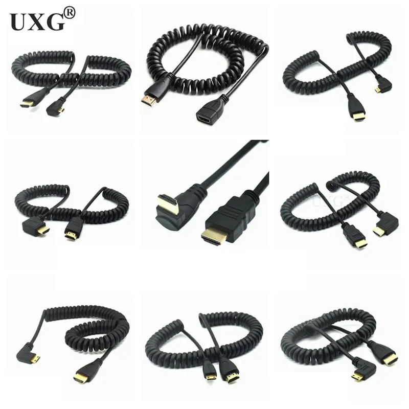 HD-to Up Down Right Left Angle Mini Micro HD-male To Male Stretch Spring Curl Flexible HDMI-compatible Cable V1.4 DSLR 0.5M 2M
HD-to Up Down Right Left Angle Mini Micro HD-male To Male Stretch Spring Curl Flexible HDMI-compatible Cable V1.4 DSLR 0.5M 2M