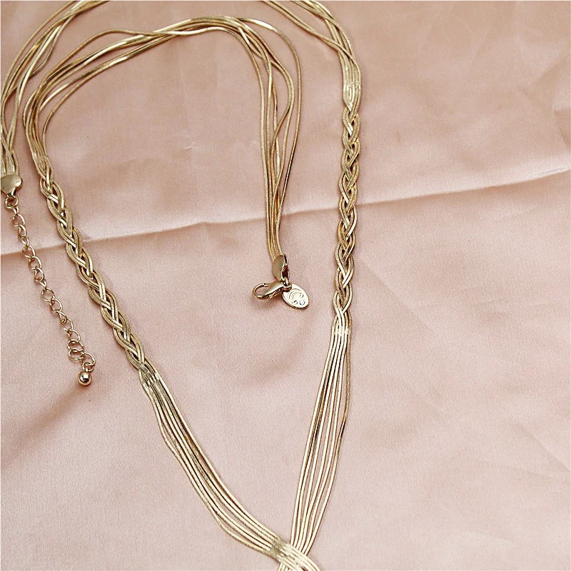Long Statement Twisted Y Shape Gold Tassel Necklace for Women Female Wedding Daily Pendant Sweater Jewelry Accessories | Украшения и