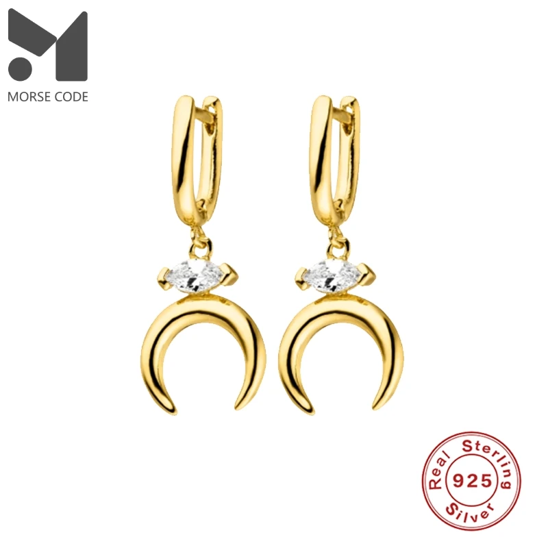 MC 925 Sterling Silver Huggie Earrings Hoops with New Moon Pendants S925 Plata Women Ear Hoops Showy Formal Elegant Pendientes
MC 925 Sterling Silver Huggie Earrings Hoops with New Moon Pendants S925 Plata Women Ear Hoops Showy Formal Elegant Pendientes