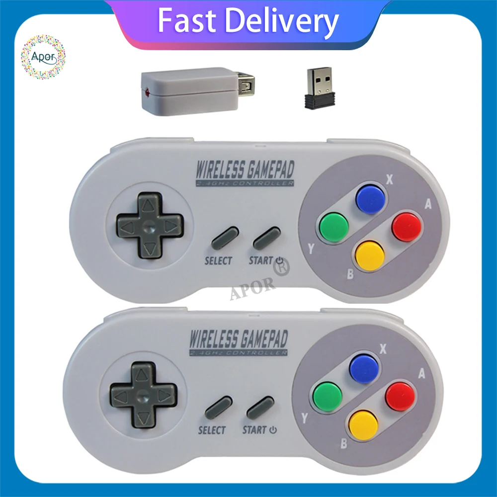 Беспроводной игровой контроллер 2,4G, цветной 2 приемника, джойстик ByBluetooth для SNES Super Classic мини-геймпад, для ПК, Android
Беспроводной игровой контроллер 2,4G, цветной 2 приемника, джойстик ByBluetooth для SNES Super Classic мини-геймпад, для ПК, Android