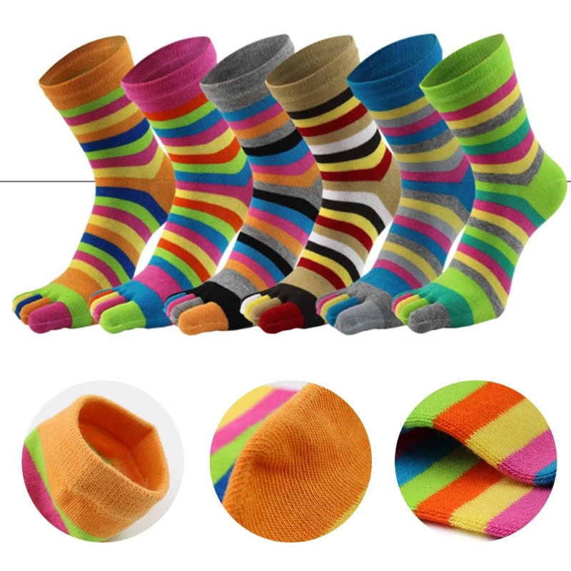 6 Pairs Women Cotton Five Finger Socks Rainbow Striped Toe Separated Hosiery X5XD
6 Pairs Women Cotton Five Finger Socks Rainbow Striped Toe Separated Hosiery X5XD