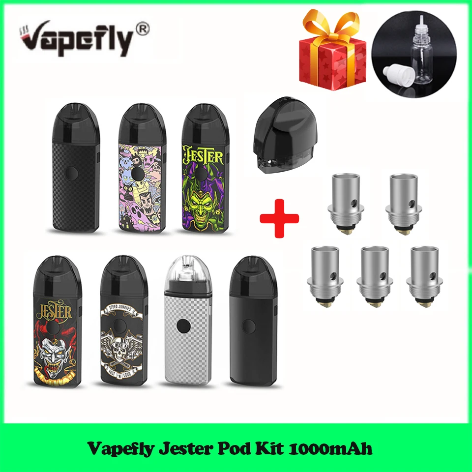 Новейший Vapefly Jester Pod Комплект 1000 мАч батарея 2 мл восстановленная капельная стручка сетчатая катушка и 3