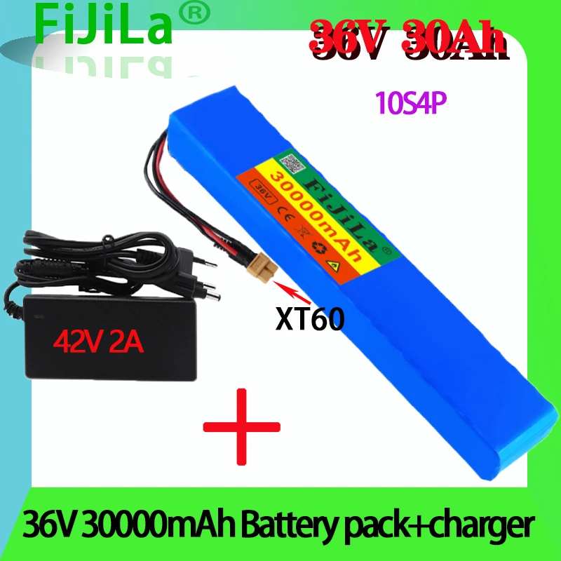 36V Battery 10S4P 30Ah battery pack 500W high power battery 42V 30000mAh Ebike electric bicycle BMS + 42V 2A Charger
36V Battery 10S4P 30Ah battery pack 500W high power battery 42V 30000mAh Ebike electric bicycle BMS + 42V 2A Charger