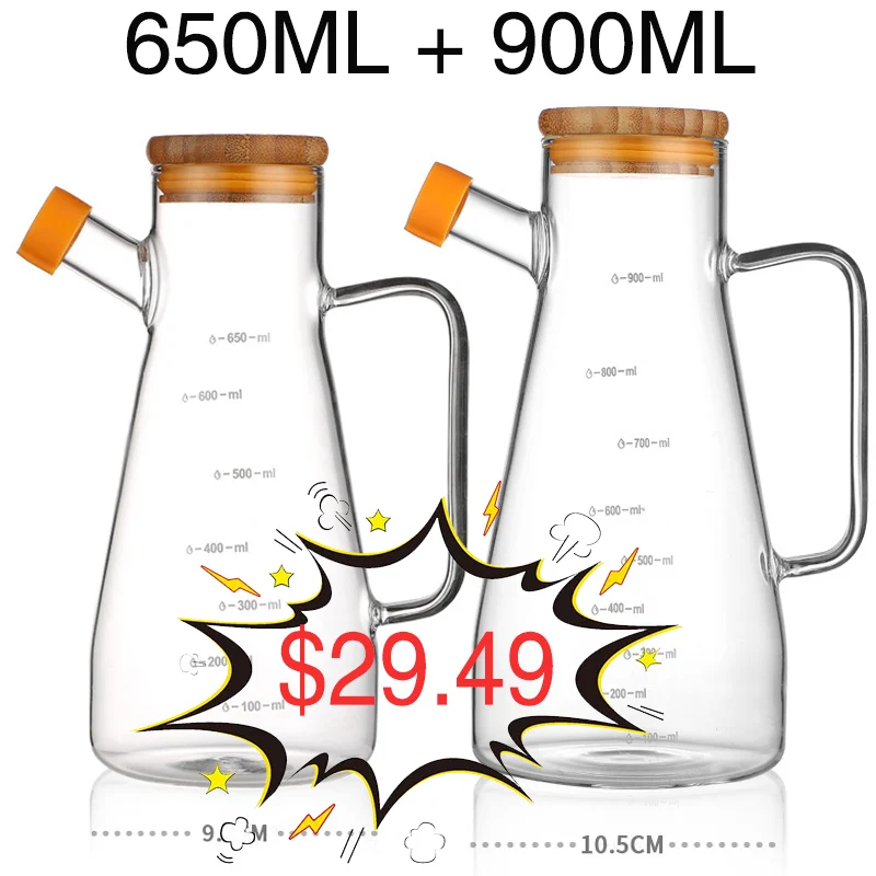 Transparent Glass Oil Bottle with Handle Scale Heat-resistant Lecythus Kitchen Tools Soy Vinegar Sauce Container
Transparent Glass Oil Bottle with Handle Scale Heat-resistant Lecythus Kitchen Tools Soy Vinegar Sauce Container