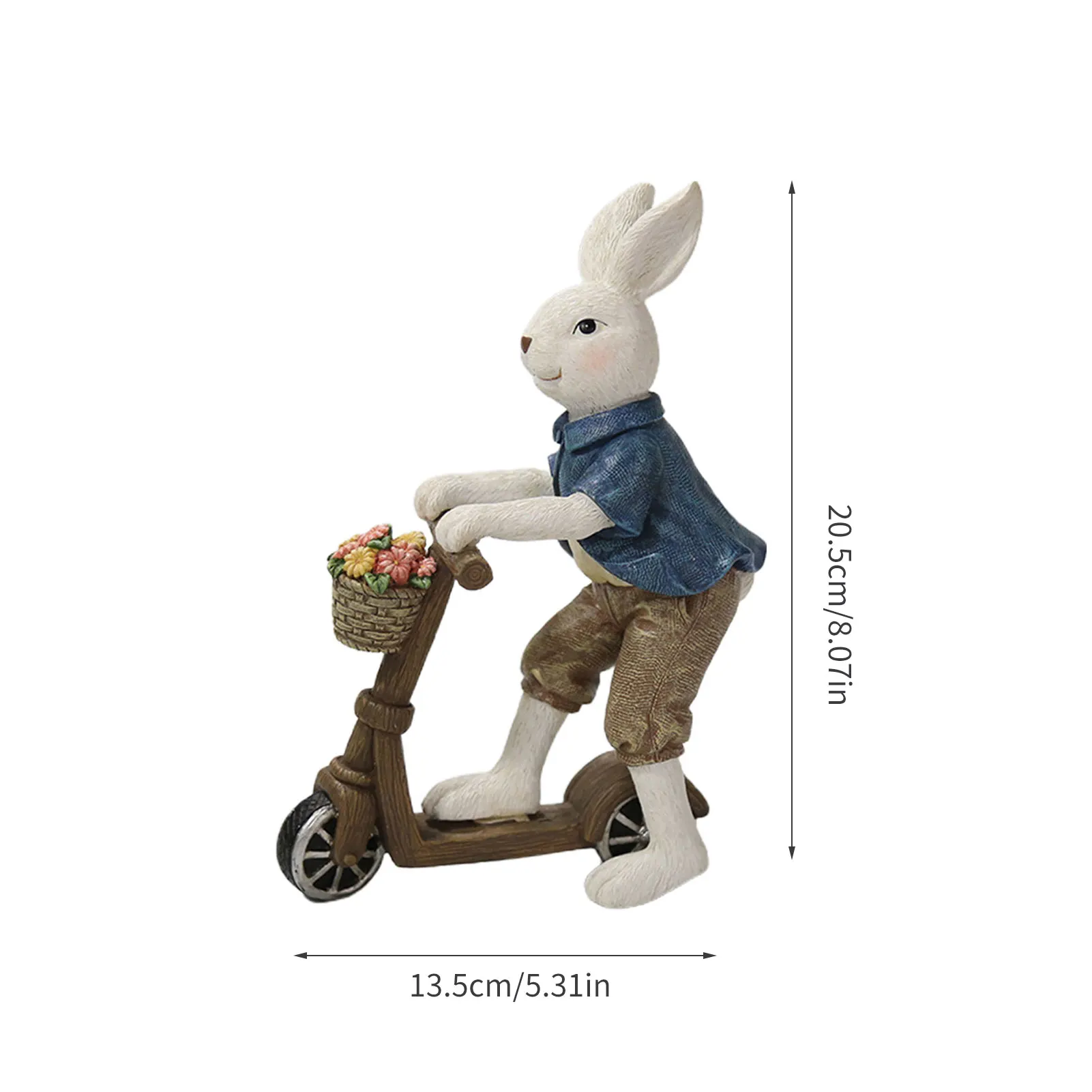 

Easter Bunny Scooter Figurine Ornament Rabbit Couple Resin Crafts Safe and Durable Retro and Rustic Style Spring Decoration