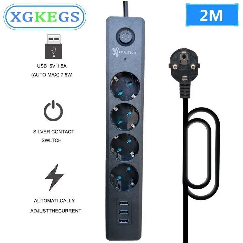 EU Plug Square Power Strip Overload Protection 3 USB Ports Socket Network Filter 2M Extension Cord Charging 10A 250V Household
EU Plug Square Power Strip Overload Protection 3 USB Ports Socket Network Filter 2M Extension Cord Charging 10A 250V Household