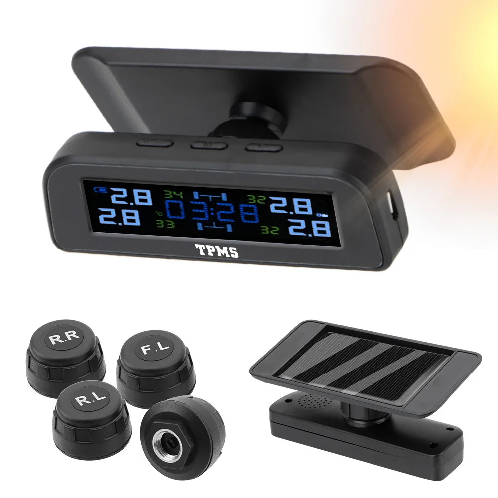 Car Tyre Pressure Monitor With 4 External Sensors Tire Pressure Monitoring System Solar TPMS Temperature Warning Fuel Save
Car Tyre Pressure Monitor With 4 External Sensors Tire Pressure Monitoring System Solar TPMS Temperature Warning Fuel Save