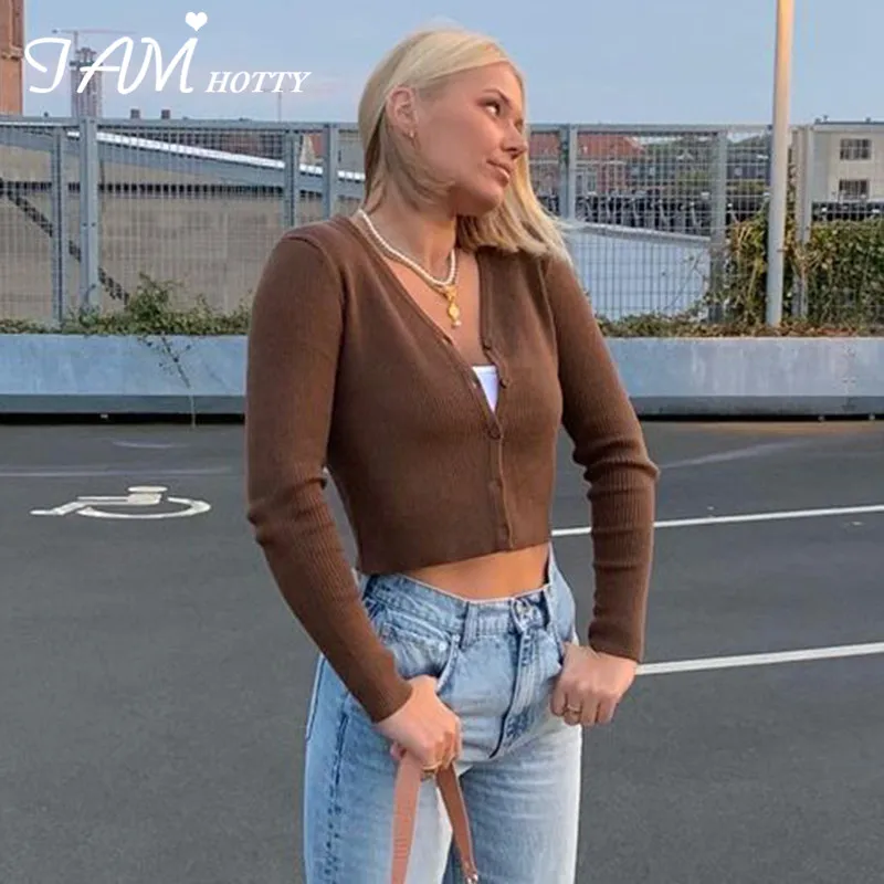 Basic Casual Skinny Button-up Brown Knitted Thin Cardigan Women Soft Stretchy Jackets Korean Style Fashion Sweaters Iamhotty
Basic Casual Skinny Button-up Brown Knitted Thin Cardigan Women Soft Stretchy Jackets Korean Style Fashion Sweaters Iamhotty