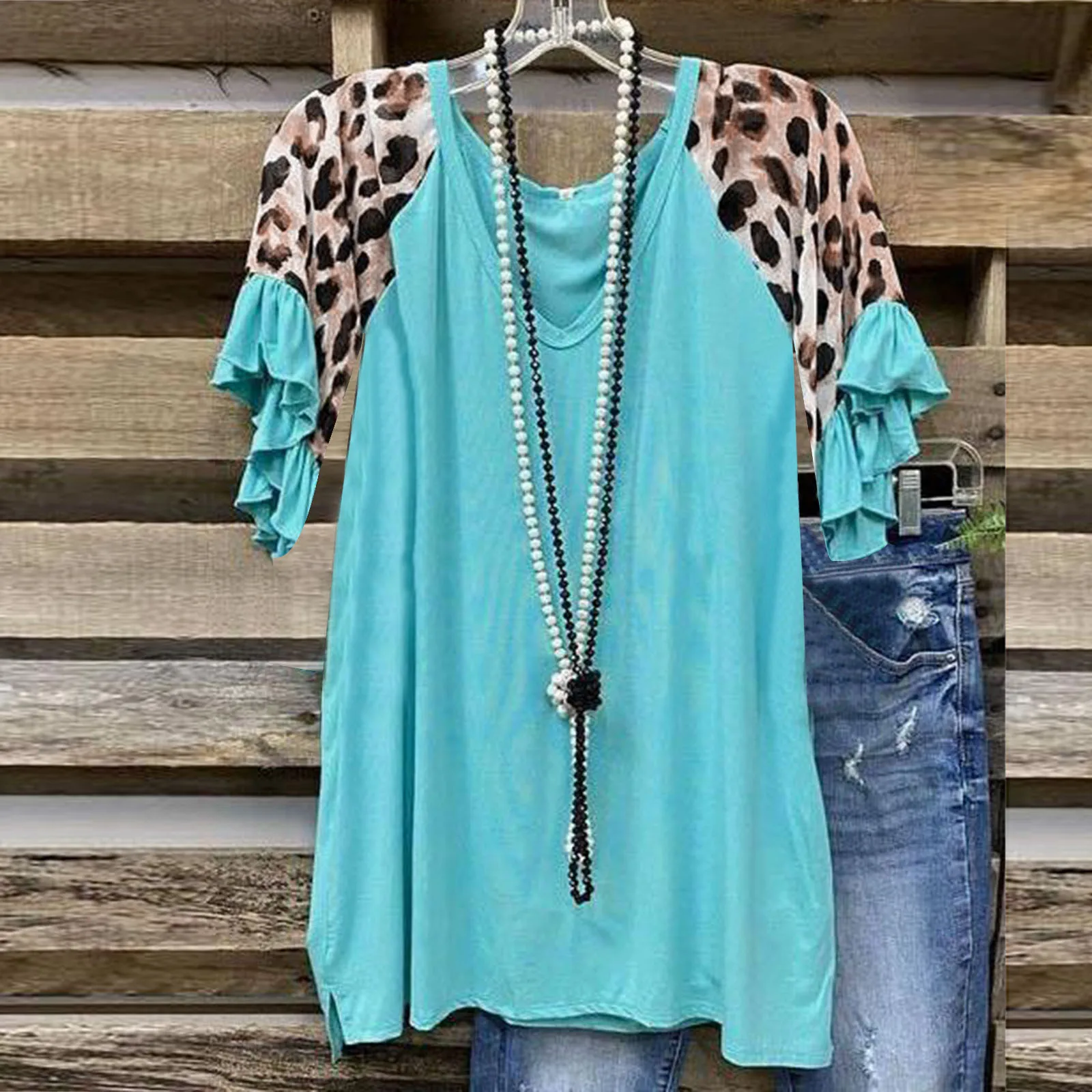 Женский пуловер с леопардовым принтом, летняя Футболка с V-образным вырезом и короткими рукавами, свободная повседневная Футболка, Топ 3
Женский пуловер с леопардовым принтом, летняя Футболка с V-образным вырезом и короткими рукавами, свободная повседневная Футболка, Топ 3