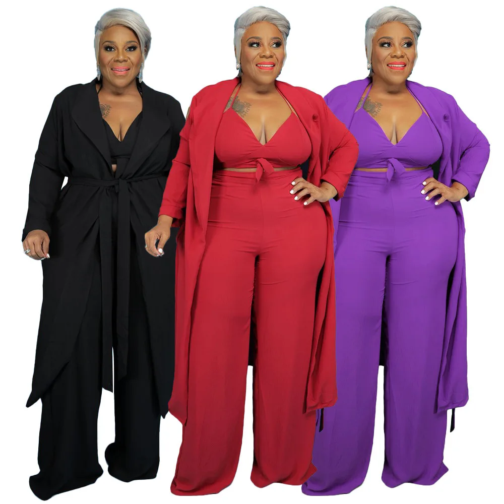 SHZQ Plus Size Elegant Clothing Women Pure Color Three Piece Sets Autumn 2021 Lace up Vest Wide Leg Pants Mid Calf Cardigan Suit
SHZQ Plus Size Elegant Clothing Women Pure Color Three Piece Sets Autumn 2021 Lace up Vest Wide Leg Pants Mid Calf Cardigan Suit
