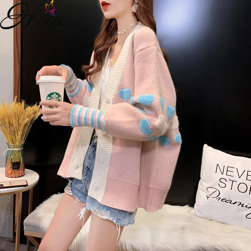 HSA 2021 Autumn and Winter Women Sweater Cardigan Pink Ponch Knitted Sweater Jacket Oversized Cardigans Sweet Heart Knitted Coat
HSA 2021 Autumn and Winter Women Sweater Cardigan Pink Ponch Knitted Sweater Jacket Oversized Cardigans Sweet Heart Knitted Coat