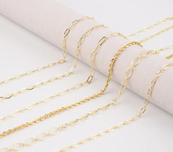 

2meter Embossed cross chain O-chain copper plating gold Color for DIY Jewelry Chain Making necklace bracelet fd54s