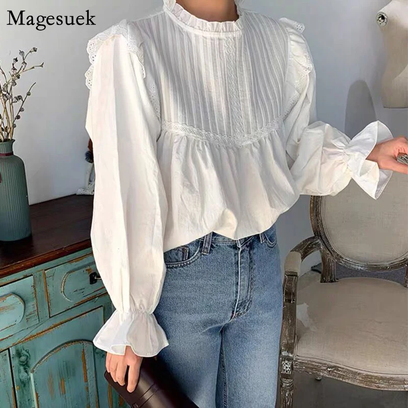 Autumn New Long Sleeve Shirt Women Korean Vintage Lace Elegant White Women Blouse Femme Casual Pullover Office Ladies Tops 12276
Autumn New Long Sleeve Shirt Women Korean Vintage Lace Elegant White Women Blouse Femme Casual Pullover Office Ladies Tops 12276
