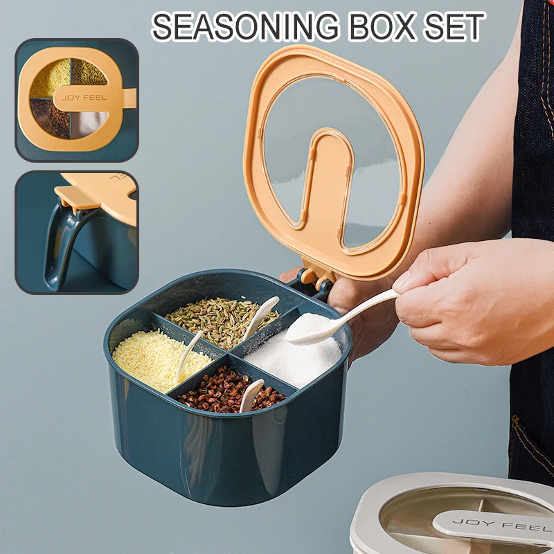 Seasoning Box Spice Jars Four Compartment Condiments Storage Pots Spice Organizer for Kitchen Convenience баночки для специй
Seasoning Box Spice Jars Four Compartment Condiments Storage Pots Spice Organizer for Kitchen Convenience баночки для специй