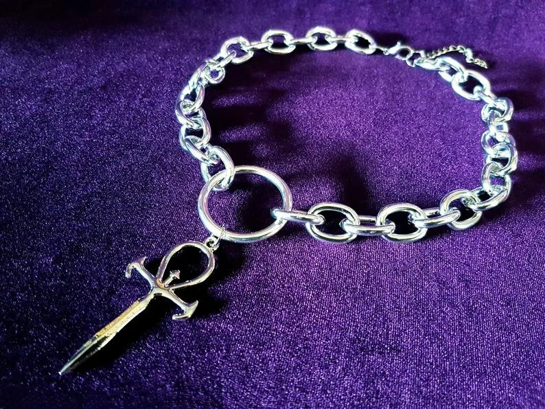 Vampire Ankh Chain Choker, Occult Goth Gothic Dracula Order Vampyre Symbol, Vampire Ankh Pendant
Vampire Ankh Chain Choker, Occult Goth Gothic Dracula Order Vampyre Symbol, Vampire Ankh Pendant
