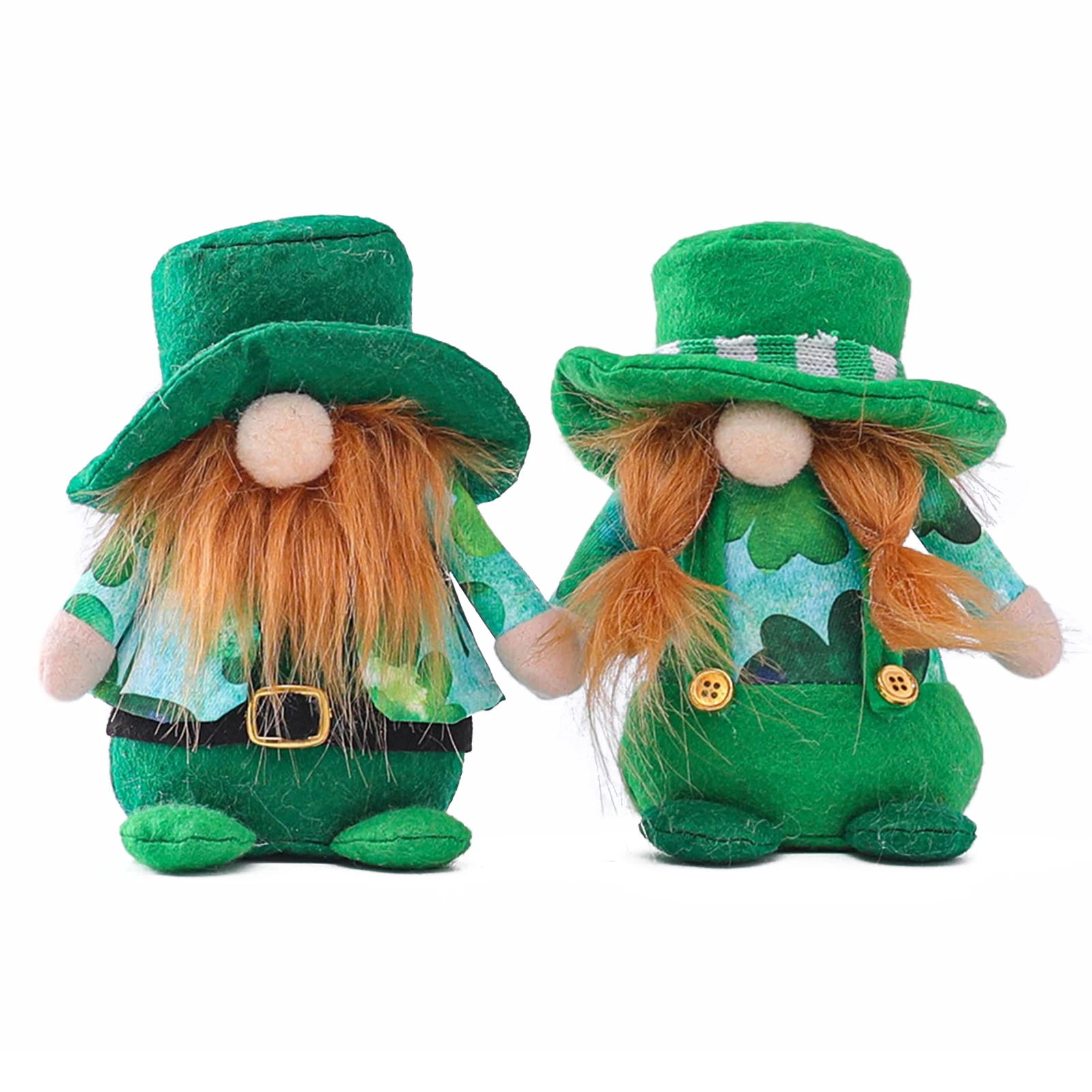 

St Patrick's Day Gnome Faceless Doll Swedish Tomte Scandinavian Nisse Green Hat Clover Plush Doll Irish Festival Party Decor
