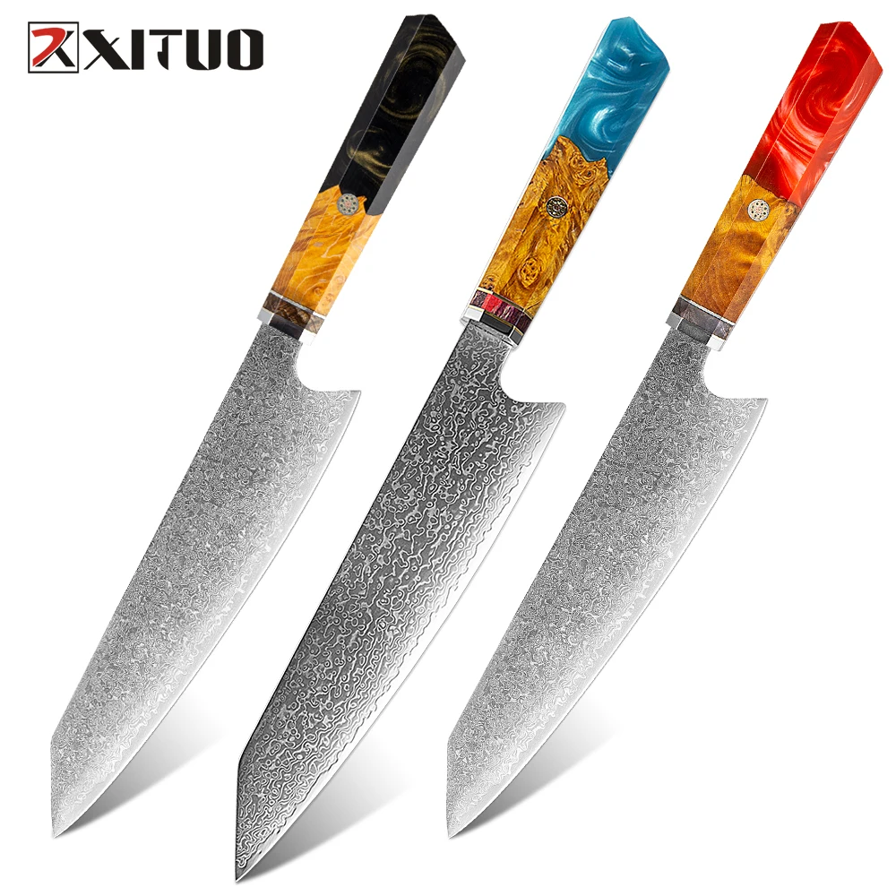 XITUO 67 Layer Damascus Laser Pattern Kiritsuke Knife Set For Sharp Cutting Vegetables And Fruits Ergonomic Design Resin Handle
XITUO 67 Layer Damascus Laser Pattern Kiritsuke Knife Set For Sharp Cutting Vegetables And Fruits Ergonomic Design Resin Handle