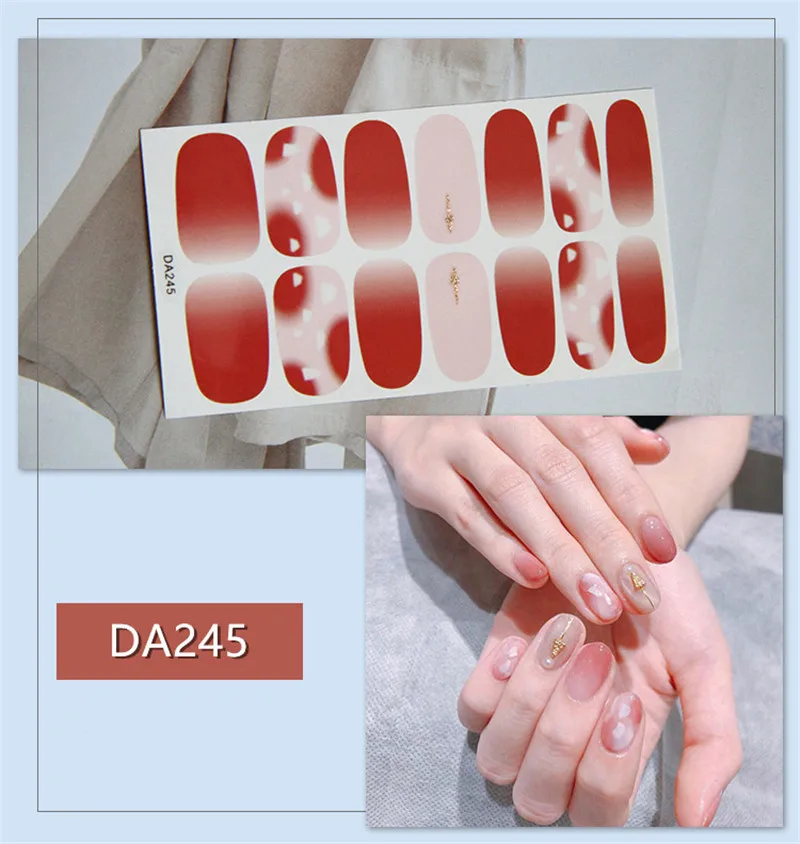 2020 New Designed Full Wraps Shiny Nail Art Stickers Fashion Decals 14Tips DA Multicolor Nail Stickers Strips DIY Salon Manicure
2020 New Designed Full Wraps Shiny Nail Art Stickers Fashion Decals 14Tips DA Multicolor Nail Stickers Strips DIY Salon Manicure