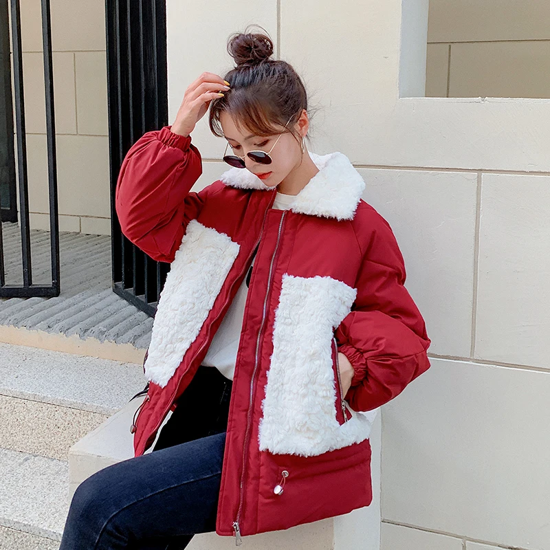 Loose Zipper Patchwork Ladies Warm Thicken Plus Velvet Coats Winter Women's Lamb Hair Jackets Fashion Casual Puffer Windbreaker
Loose Zipper Patchwork Ladies Warm Thicken Plus Velvet Coats Winter Women's Lamb Hair Jackets Fashion Casual Puffer Windbreaker