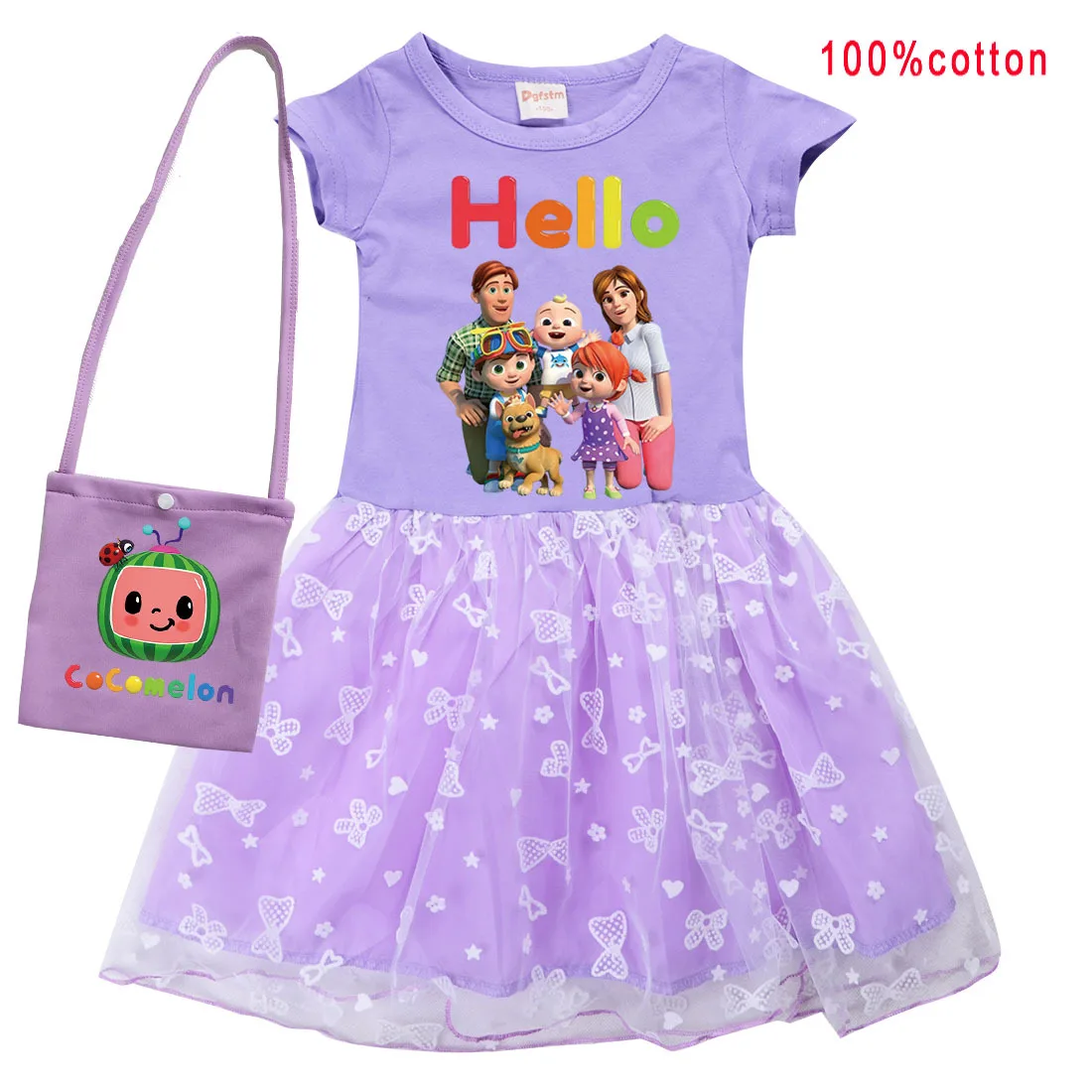 Family TV Cocomelon T Shirt Gauze Mesh Dress+bag Kids Casual Clothes Baby Girls Princess Dresses Children Vestidos Gift Clothing
Family TV Cocomelon T Shirt Gauze Mesh Dress+bag Kids Casual Clothes Baby Girls Princess Dresses Children Vestidos Gift Clothing
