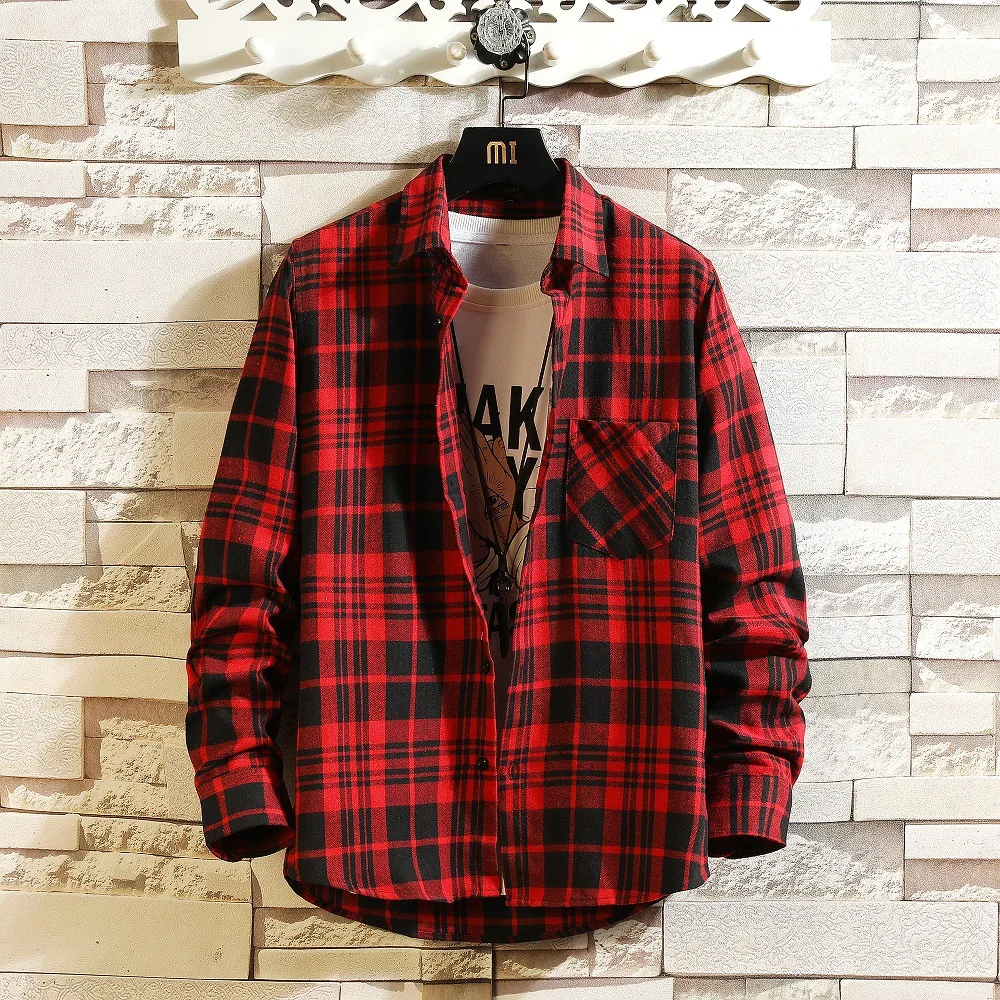 Brand 2022 Spring Autumn Long Sleeves New Flannel Collar Korea STYLE Shirt For Men's Plaid Harajuku Clothing
Brand 2022 Spring Autumn Long Sleeves New Flannel Collar Korea STYLE Shirt For Men's Plaid Harajuku Clothing