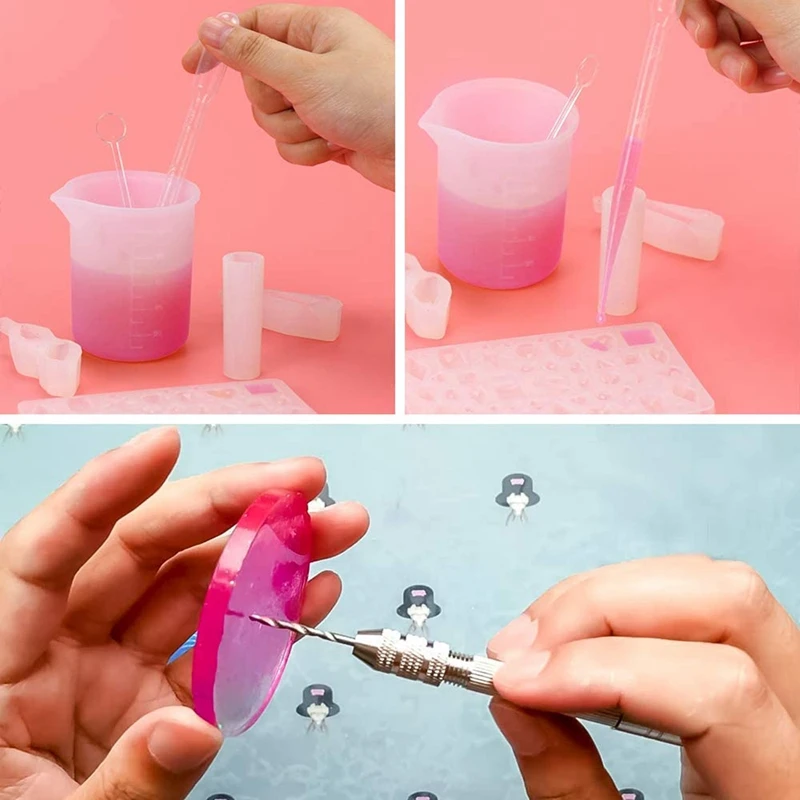 138 Pieces Silicone Resin Mould Tools Set Including Jewelry Pendant Moulds Eye Screw Pins and Making Tools
138 Pieces Silicone Resin Mould Tools Set Including Jewelry Pendant Moulds Eye Screw Pins and Making Tools