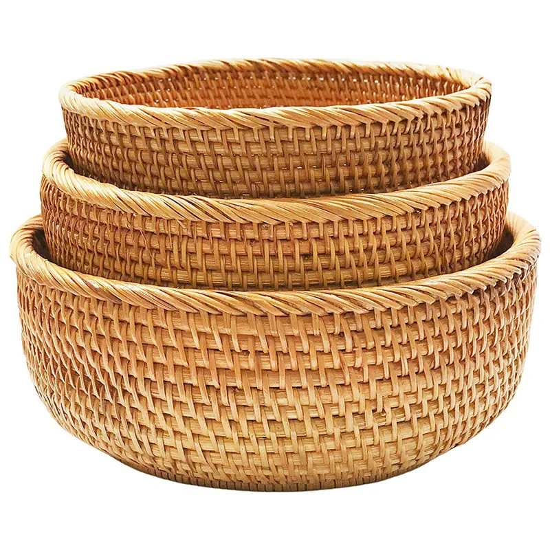 Round Wicker Baskets Handwoven Fruit and Vegetable Storage for Serving Bread Rattan Decor Basket Stackable Set of 3
Round Wicker Baskets Handwoven Fruit and Vegetable Storage for Serving Bread Rattan Decor Basket Stackable Set of 3