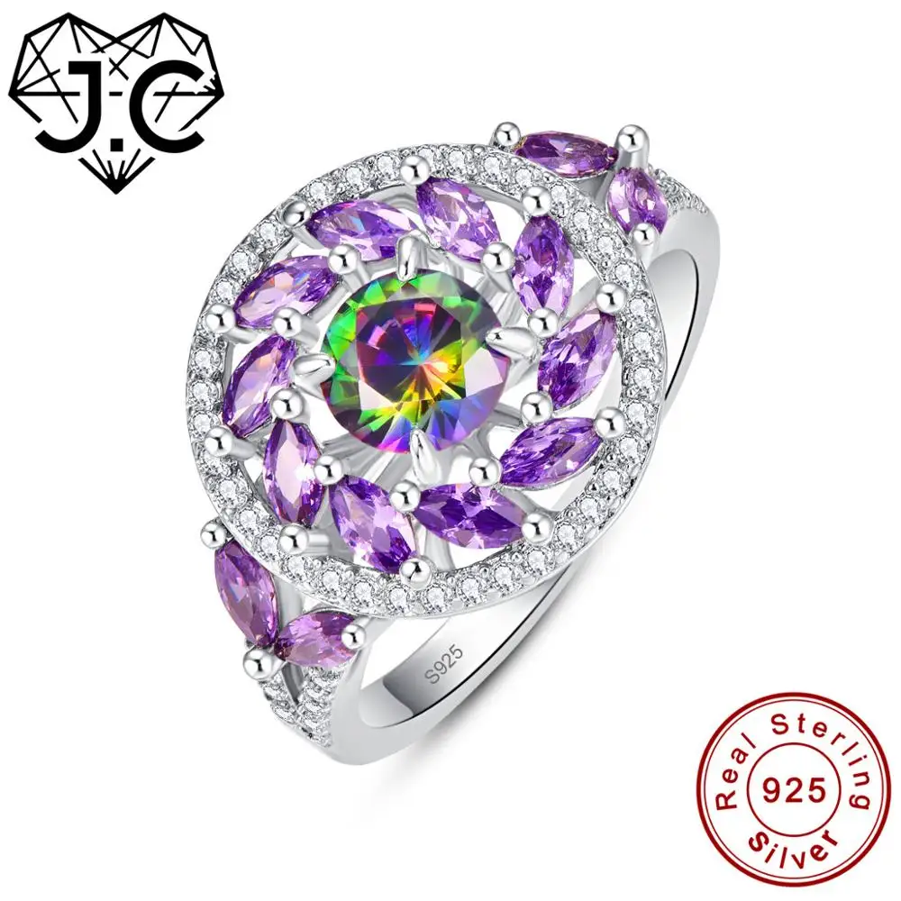 J.C Round &Marquise Cut White Topaz & Mystic Rainbow & Amethyst 925 Sterling Silver Ring Size 6 7 8 9 Women Cocktail Jewelry
J.C Round &Marquise Cut White Topaz & Mystic Rainbow & Amethyst 925 Sterling Silver Ring Size 6 7 8 9 Women Cocktail Jewelry