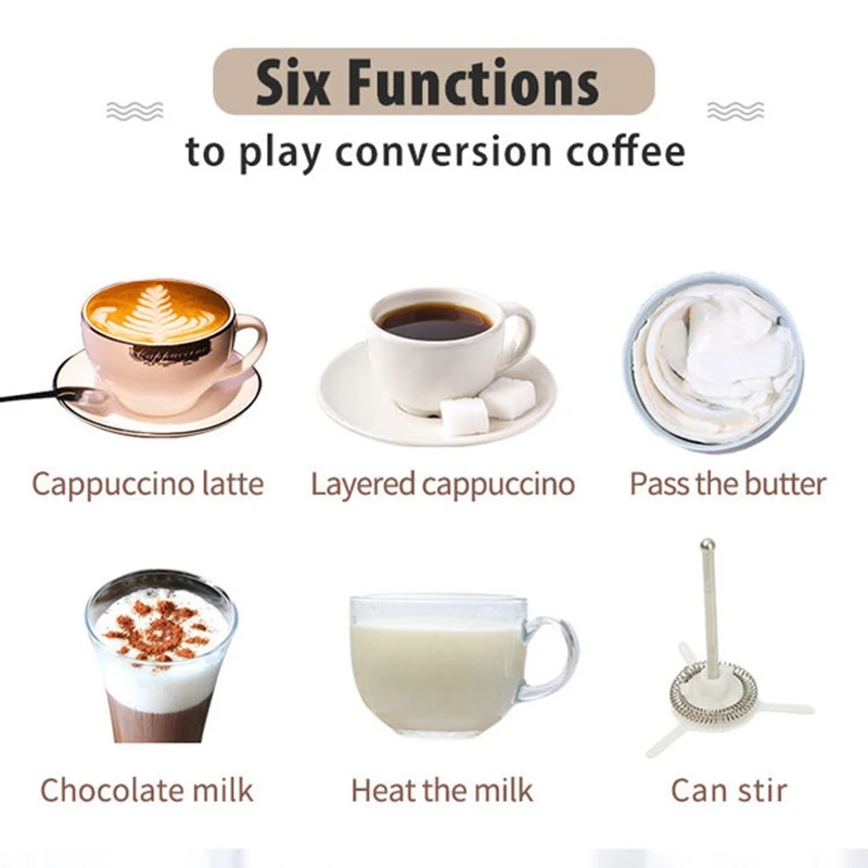 Milk Frother Stainless Steel Steamer with Hot &Cold Functionality Automatic Foam Maker for Coffee EU Plug | Бытовая техника