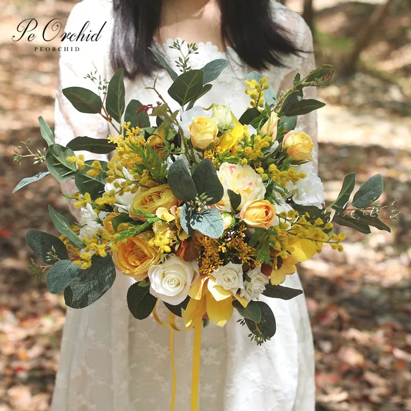 PEORCHID Yellow Vintage Wedding Bridal Bouquet Artificial Eucalyptus White Bridesmaid Hand flower Bouquet Bride Ramos De Novia
PEORCHID Yellow Vintage Wedding Bridal Bouquet Artificial Eucalyptus White Bridesmaid Hand flower Bouquet Bride Ramos De Novia
