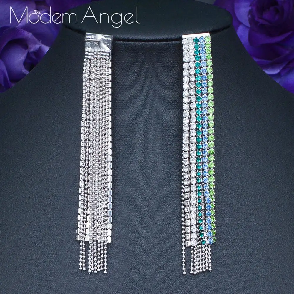 ModemAngel Luxury Super Long Tassels Earrings For Women Wedding Cubic Zirconia CZ DUBAI Bridal Earrings boucle d'oreille femme
ModemAngel Luxury Super Long Tassels Earrings For Women Wedding Cubic Zirconia CZ DUBAI Bridal Earrings boucle d'oreille femme