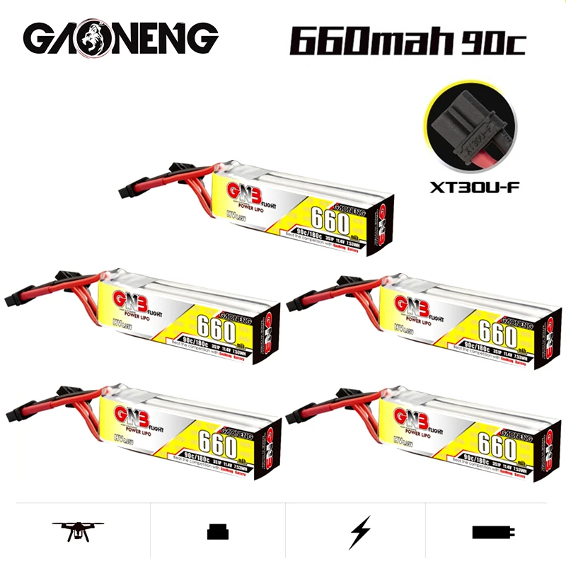 5 шт./компл. Max 180C Gaoneng GNB 660 мАч 3S 11,4 в HV Lipo аккумулятор со штепсельной вилкой для FPV гоночного дрона 4 оси UAV радиоуправляемого дрона
5 шт./компл. Max 180C Gaoneng GNB 660 мАч 3S 11,4 в HV Lipo аккумулятор со штепсельной вилкой для FPV гоночного дрона 4 оси UAV радиоуправляемого дрона