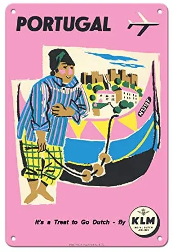 Portugal - Portuguese Fisherman - KLM Royal Dutch Airlines - Airline c.1959 Metal Tin Sign
Portugal - Portuguese Fisherman - KLM Royal Dutch Airlines - Airline c.1959 Metal Tin Sign
