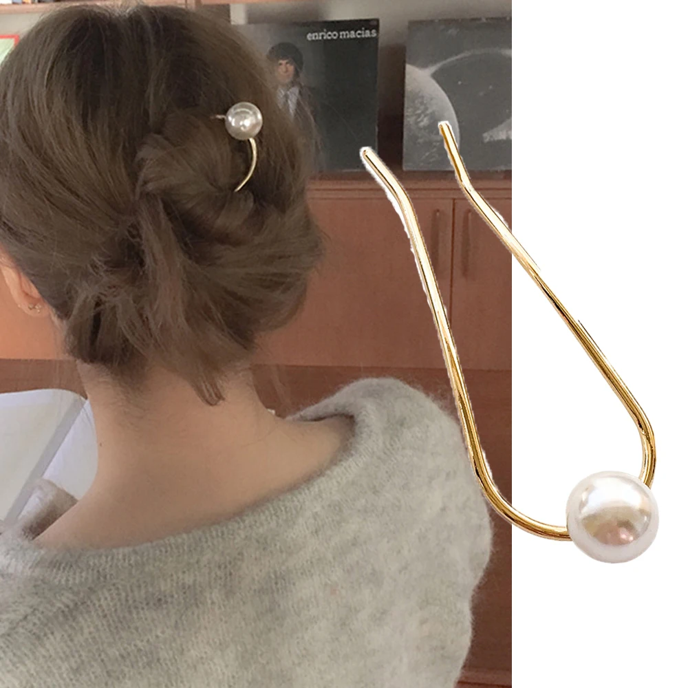 

Женская U-образная металлическая заколка-Пряжка, заколки для волос, искусственные аксессуары для волос, инструменты для свадебной прически