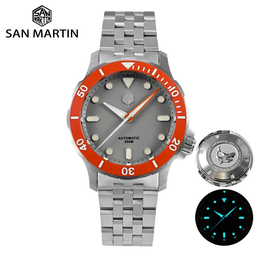 San Martin Men Watch 40mm Original Design NH35 Dive Sports Luxury Sapphire Automatic Mechanical Watches 20Bar Waterproof BGW-9
San Martin Men Watch 40mm Original Design NH35 Dive Sports Luxury Sapphire Automatic Mechanical Watches 20Bar Waterproof BGW-9