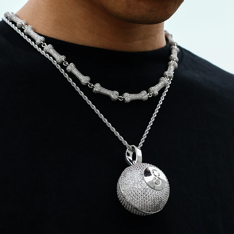 Iced Out Zircon Pendant spherical Billiard 8 Pendant Necklace Men Hip Hop Jewelry Personality Gift
Iced Out Zircon Pendant spherical Billiard 8 Pendant Necklace Men Hip Hop Jewelry Personality Gift
